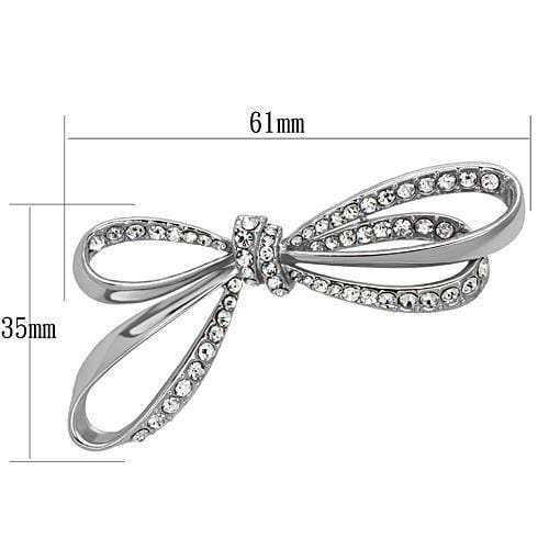 LO2890 - Imitation Rhodium White Metal Brooches with Top Grade Crystal in Clear - Alamode - Flyclothing LLC