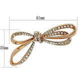 LO2891 - Flash Rose Gold White Metal Brooches with Top Grade Crystal in Clear - Alamode - Flyclothing LLC