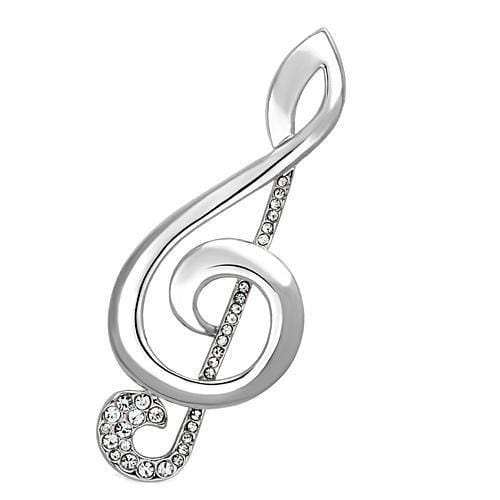 LO2892 - Imitation Rhodium White Metal Brooches with Top Grade Crystal in Clear - Alamode - Flyclothing LLC