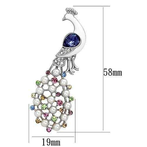 LO2896 - Imitation Rhodium White Metal Brooches with Top Grade Crystal in Multi Color - Alamode - Flyclothing LLC
