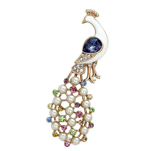 LO2897 - Flash Rose Gold White Metal Brooches with Top Grade Crystal in Multi Color - Alamode - Flyclothing LLC