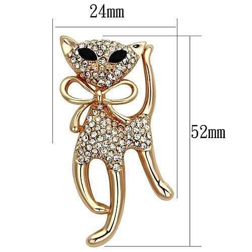 LO2901 - Flash Rose Gold White Metal Brooches with Top Grade Crystal in Jet - Alamode - Flyclothing LLC
