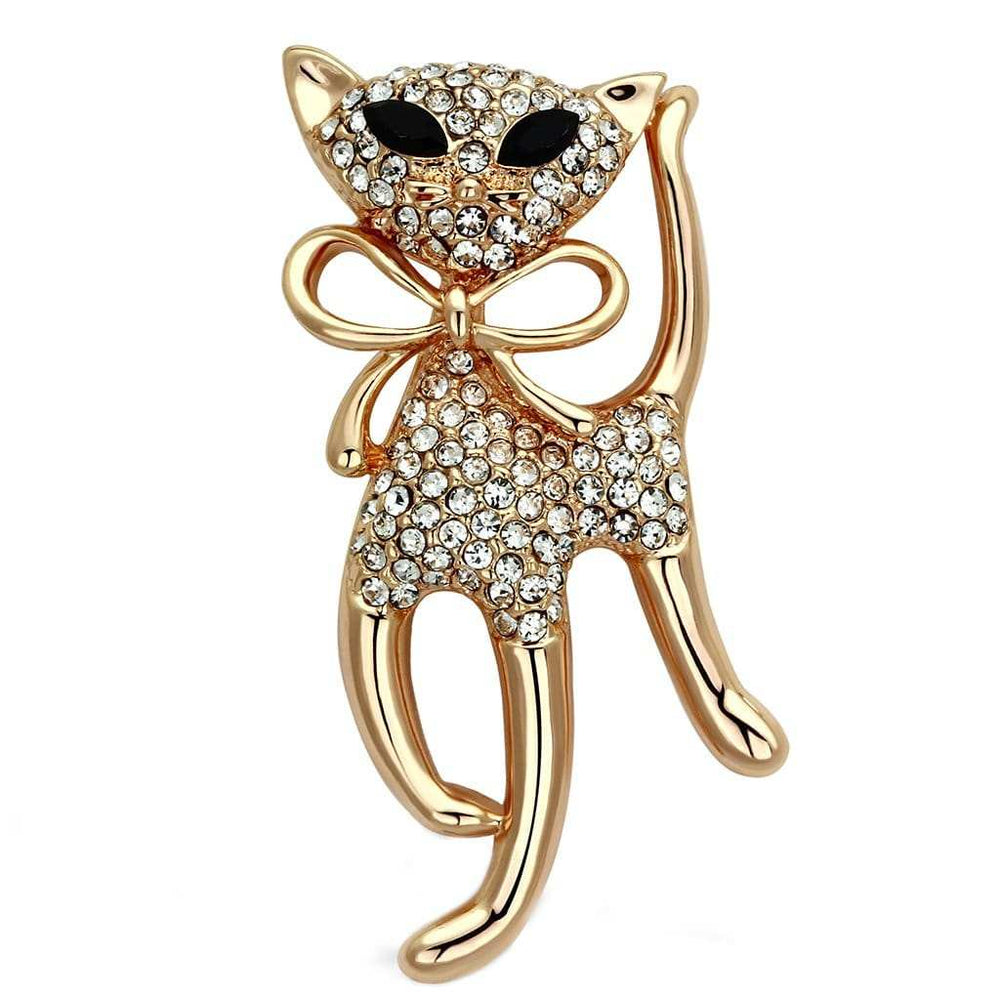 LO2901 - Flash Rose Gold White Metal Brooches with Top Grade Crystal in Jet - Alamode - Flyclothing LLC