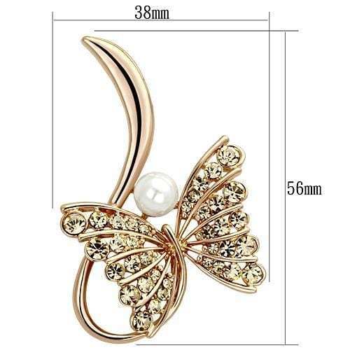 LO2903 - Flash Rose Gold White Metal Brooches with Synthetic Pearl in White - Alamode - Flyclothing LLC