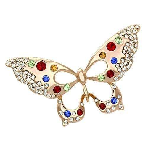 LO2907 - Flash Rose Gold White Metal Brooches with Top Grade Crystal in Multi Color - Alamode - Flyclothing LLC