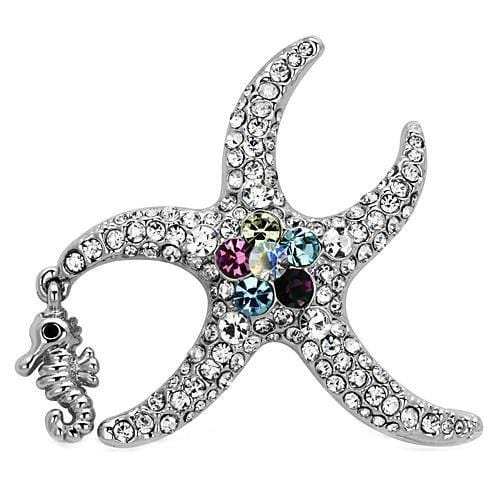 LO2910 - Imitation Rhodium White Metal Brooches with Top Grade Crystal in Multi Color - Alamode - Flyclothing LLC