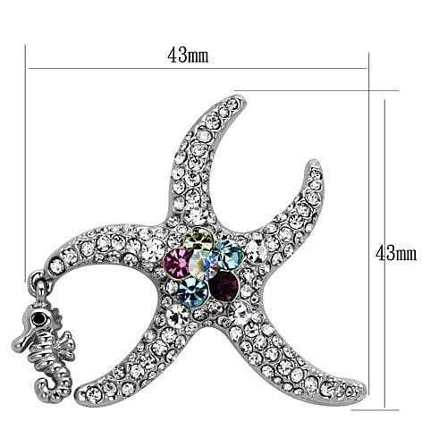 LO2910 - Imitation Rhodium White Metal Brooches with Top Grade Crystal in Multi Color - Alamode - Flyclothing LLC