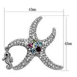 LO2910 - Imitation Rhodium White Metal Brooches with Top Grade Crystal in Multi Color - Alamode - Flyclothing LLC