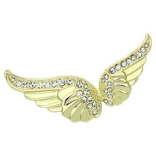 LO2914 - Flash Gold White Metal Brooches with Top Grade Crystal in Clear - Alamode - Flyclothing LLC