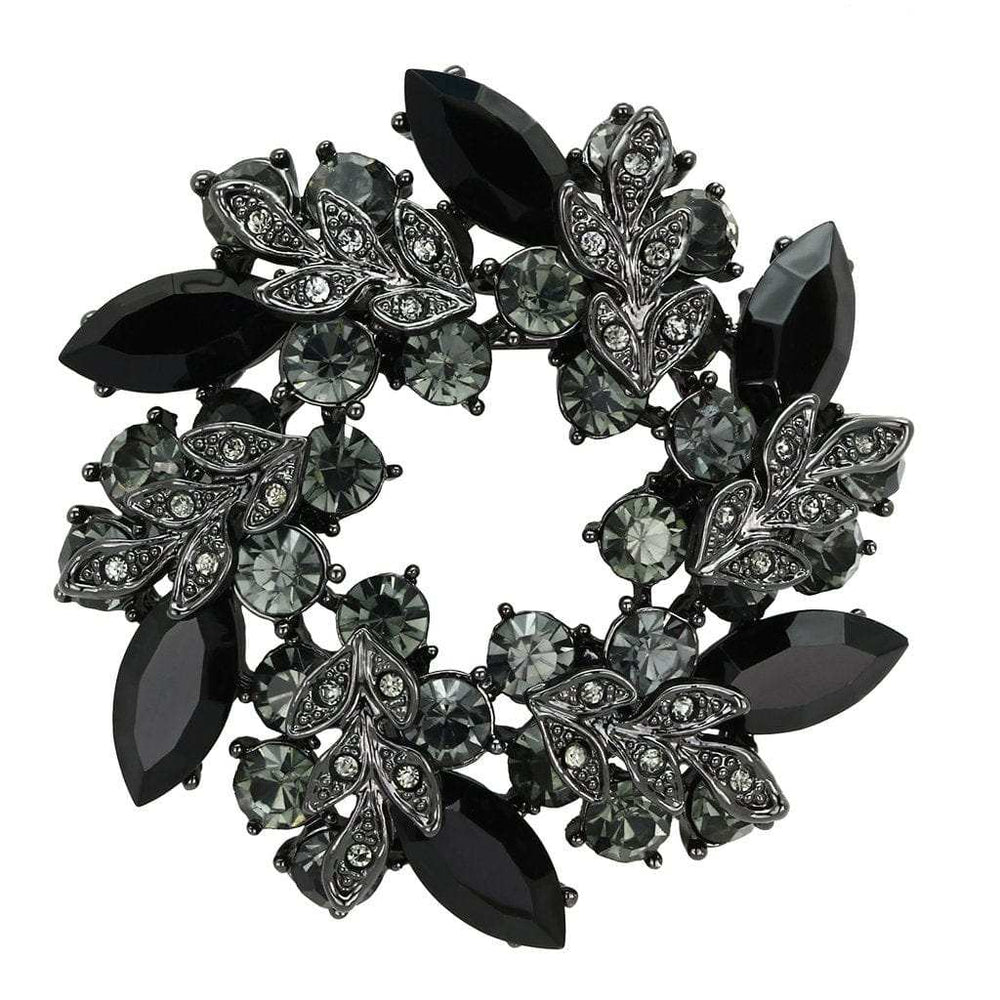 LO2917 - Ruthenium White Metal Brooches with Top Grade Crystal in Jet - Alamode - Flyclothing LLC