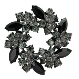 LO2917 - Ruthenium White Metal Brooches with Top Grade Crystal in Jet - Alamode - Flyclothing LLC