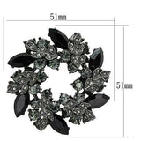 LO2917 - Ruthenium White Metal Brooches with Top Grade Crystal in Jet - Alamode - Flyclothing LLC