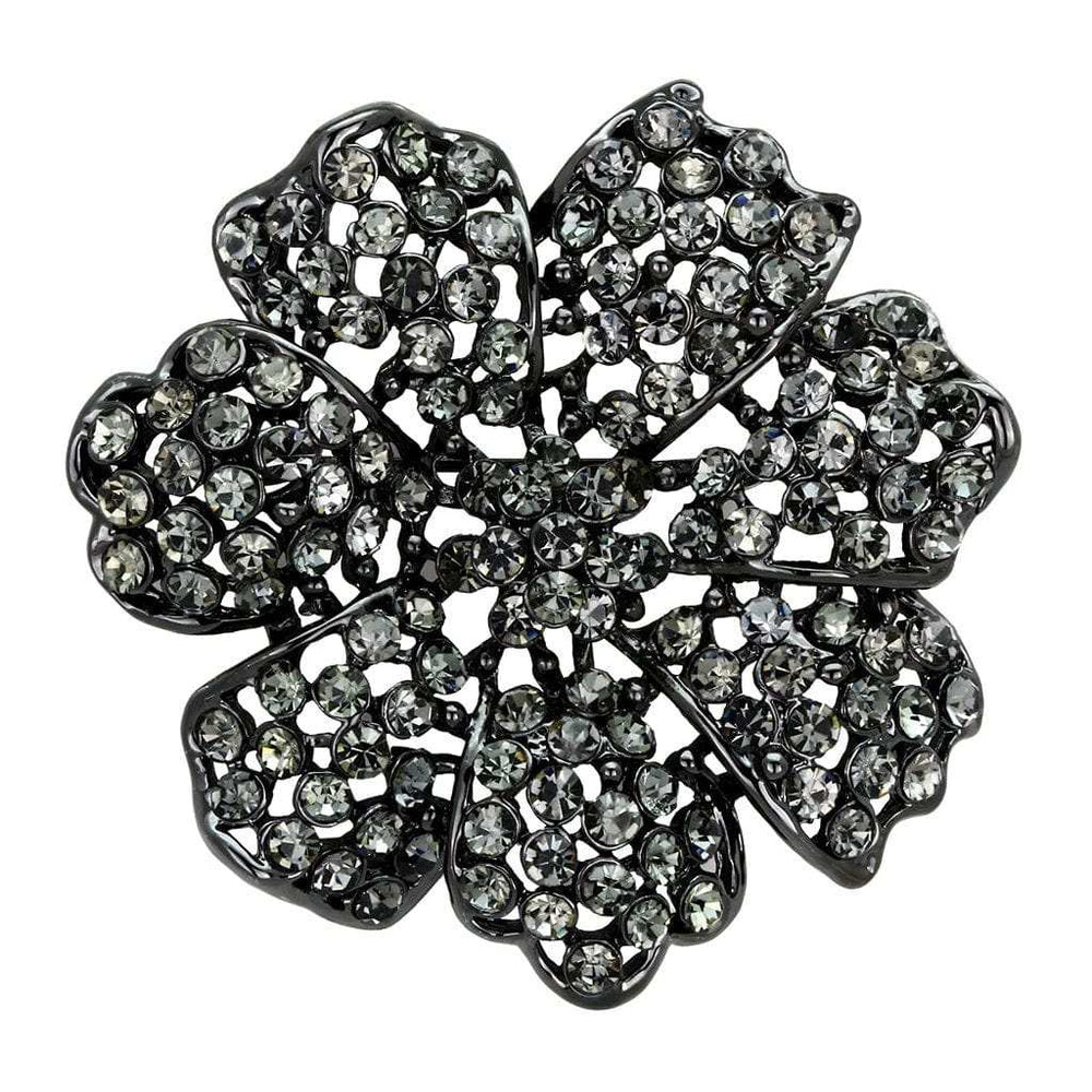LO2919 - Ruthenium White Metal Brooches with Top Grade Crystal in Black Diamond - Alamode - Flyclothing LLC