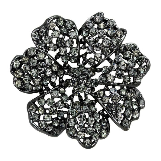 LO2919 - Ruthenium White Metal Brooches with Top Grade Crystal in Black Diamond - Alamode - Flyclothing LLC