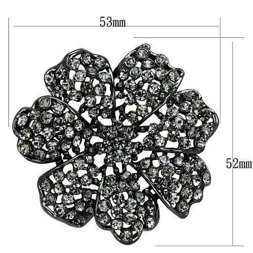 LO2919 - Ruthenium White Metal Brooches with Top Grade Crystal in Black Diamond - Alamode - Flyclothing LLC