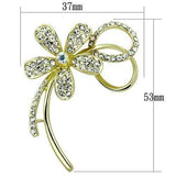 LO2924 - Flash Gold White Metal Brooches with Top Grade Crystal in Clear - Alamode - Flyclothing LLC