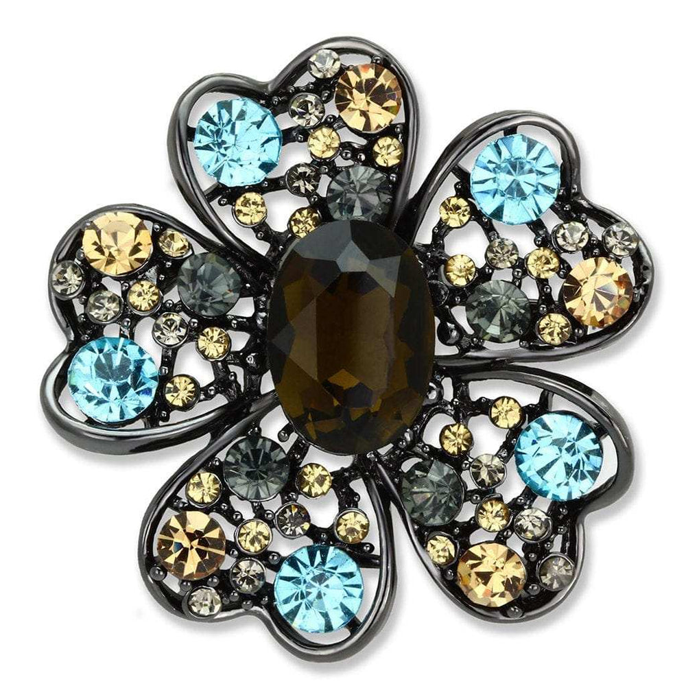 LO2926 - Ruthenium White Metal Brooches with Synthetic Synthetic Glass in Brown - Alamode - Flyclothing LLC