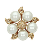 LO2928 - Flash Rose Gold White Metal Brooches with Synthetic Pearl in White - Alamode - Flyclothing LLC