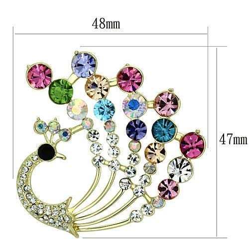 LO2931 - Flash Gold White Metal Brooches with Top Grade Crystal in Multi Color - Alamode - Flyclothing LLC