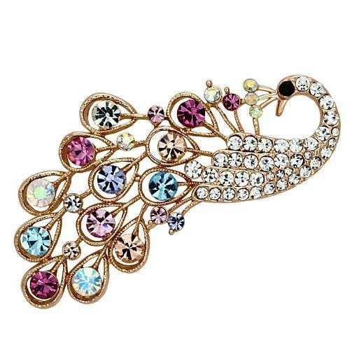 LO2932 - Flash Rose Gold White Metal Brooches with Top Grade Crystal in Multi Color - Alamode - Flyclothing LLC