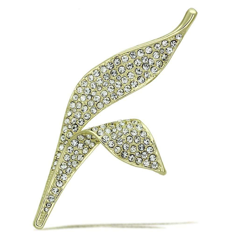 LO2935 - Flash Gold White Metal Brooches with Top Grade Crystal in Clear - Alamode - Flyclothing LLC