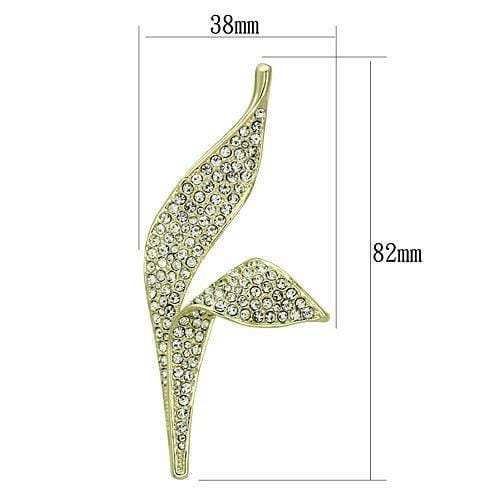 LO2935 - Flash Gold White Metal Brooches with Top Grade Crystal in Clear - Alamode - Flyclothing LLC