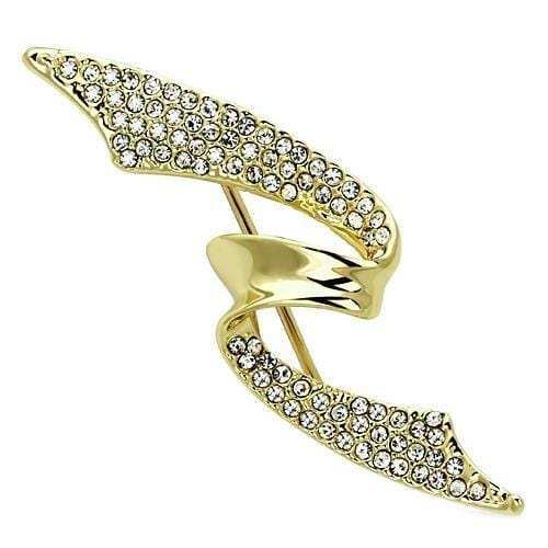 LO2940 - Flash Gold White Metal Brooches with Top Grade Crystal in Clear - Alamode - Flyclothing LLC