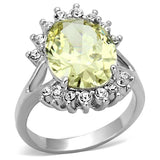 LO2943 - Rhodium Brass Ring with AAA Grade CZ in Apple Green color - Alamode - Flyclothing LLC
