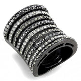 LO2967 - Ruthenium Brass Ring with Top Grade Crystal in Black Diamond - Alamode - Flyclothing LLC