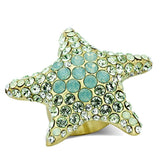 LO2972 - Gold Brass Ring with Top Grade Crystal in Multi Color - Alamode - Flyclothing LLC