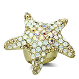 LO2973 - Matte Gold Brass Ring with Top Grade Crystal in Multi Color - Alamode - Flyclothing LLC