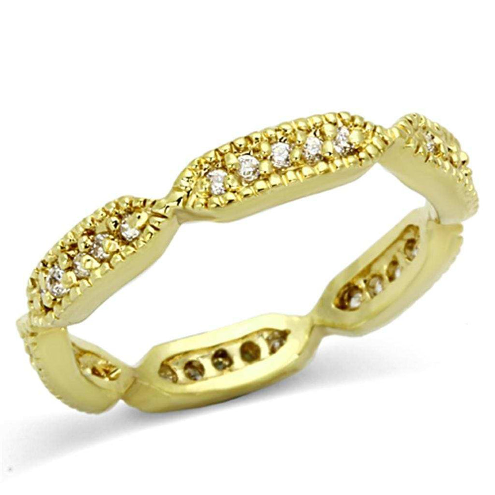 LO3001 - Gold Brass Ring with AAA Grade CZ in Clear - Alamode - Flyclothing LLC