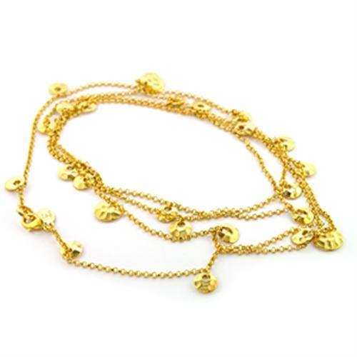 LO300 - Gold Brass Necklace with No Stone - Alamode - Flyclothing LLC