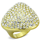 LO3024 - Gold Brass Ring with Top Grade Crystal in Clear - Alamode - Flyclothing LLC
