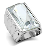 LO3030 - Rhodium Brass Ring with AAA Grade CZ in Clear - Alamode - Flyclothing LLC