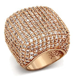 LO3038 - Rose Gold Brass Ring with AAA Grade CZ in Clear - Alamode - Flyclothing LLC