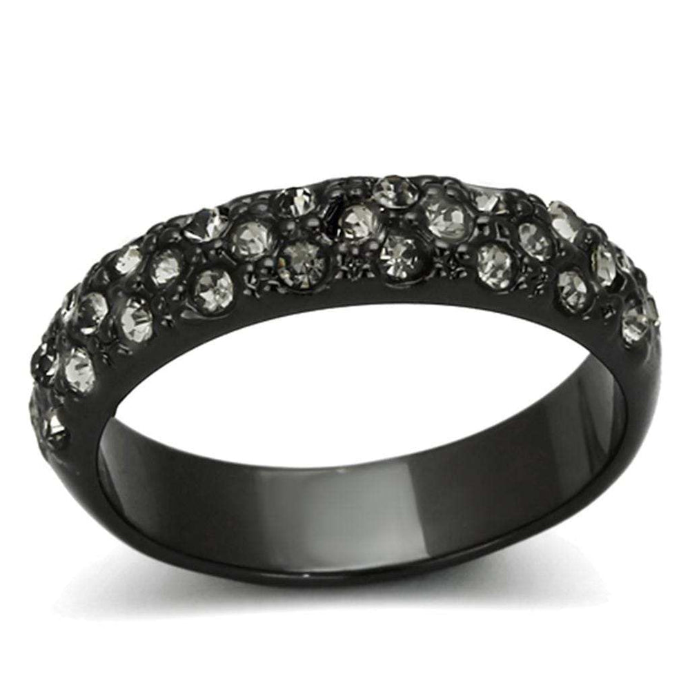 LO3064 - TIN Cobalt Black Brass Ring with Top Grade Crystal in Black Diamond - Alamode - Flyclothing LLC