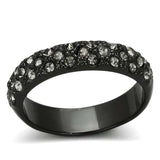 LO3064 - TIN Cobalt Black Brass Ring with Top Grade Crystal in Black Diamond - Alamode - Flyclothing LLC