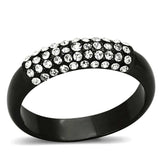 LO3068 - TIN Cobalt Black Brass Ring with Top Grade Crystal in Clear - Alamode - Flyclothing LLC
