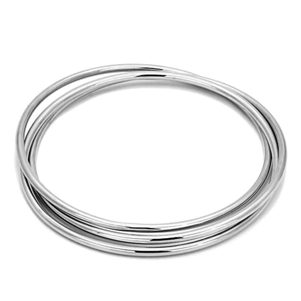 LO3071 - Rhodium Brass Bangle with No Stone - Alamode - Flyclothing LLC
