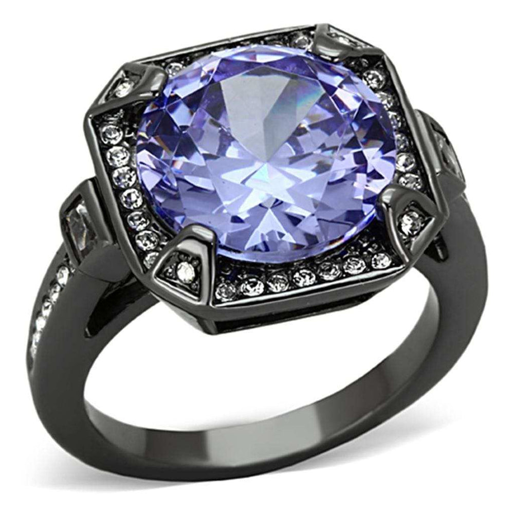 LO3075 - Ruthenium Brass Ring with AAA Grade CZ in Tanzanite - Alamode - Flyclothing LLC