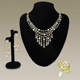 LO3077 - Gold Brass Jewelry Sets with AAA Grade CZ in Clear - Alamode - Flyclothing LLC