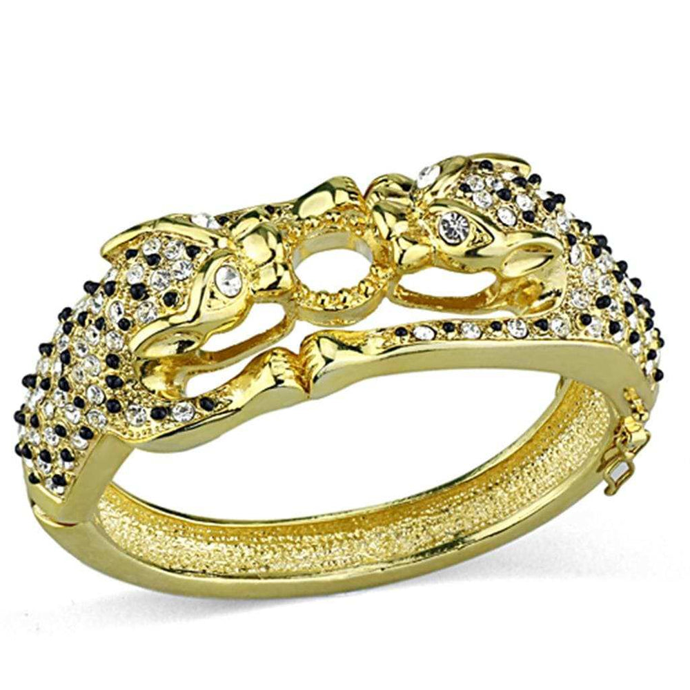 LO3083 - Gold Brass Bangle with Top Grade Crystal in Clear - Alamode - Flyclothing LLC