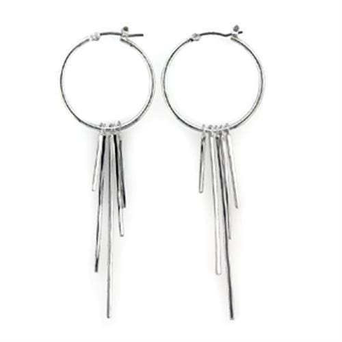 LO315 - Rhodium Brass Earrings with No Stone - Alamode - Flyclothing LLC