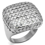LO3169 - Rhodium Brass Ring with AAA Grade CZ in Clear - Alamode - Flyclothing LLC