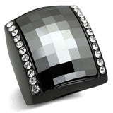 LO3207 - TIN Cobalt Black Brass Ring with Top Grade Crystal in Black Diamond - Alamode - Flyclothing LLC