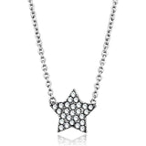 LO3225 - Rhodium Brass Necklace with Top Grade Crystal in Clear - Alamode - Flyclothing LLC