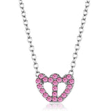 LO3230 - Rhodium Brass Chain Pendant with Top Grade Crystal in Rose - Alamode - Flyclothing LLC