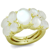 LO3254 - Gold Brass Ring with Synthetic Cat Eye in Aurora Borealis (Rainbow Effect) - Alamode - Flyclothing LLC