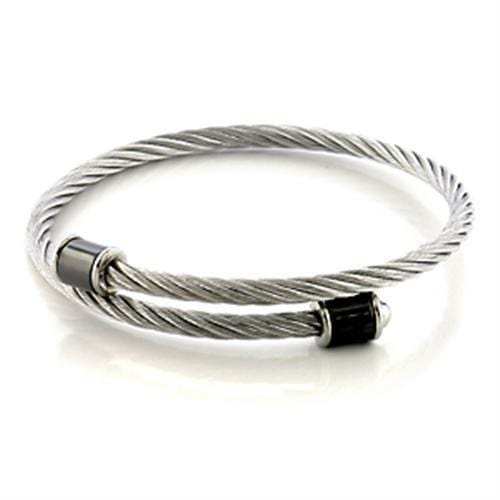 LO326 - Stainless Steel Bangle with No Stone - Alamode - Flyclothing LLC